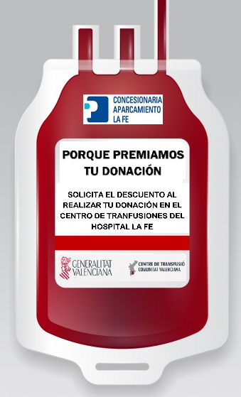 AMB LA TEUA DONACIÓ SOL·LICITA EL DESCOMPTE EN EL CENTRE DE TRANSFUSIONS DE L’HOSPITAL LA FE